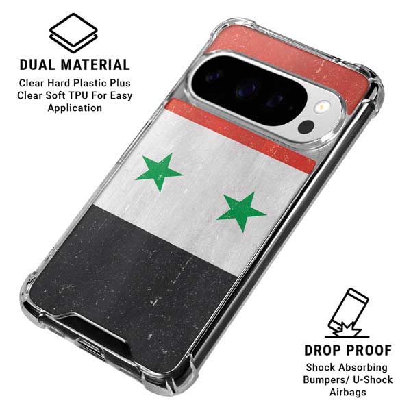 Syria Flag Distressed Google Pixel 10 Pro Clear Case