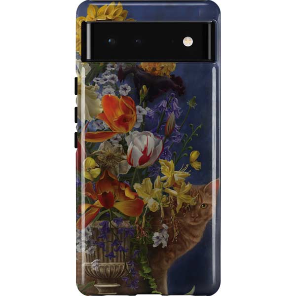 Tabby Cat with Flowers by Nene Thomas Pixel Cases
