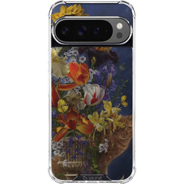 Tabby Cat with Flowers by Nene Thomas Google Pixel 10 Pro Clear Case