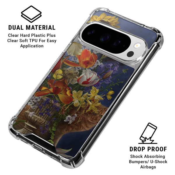 Tabby Cat with Flowers by Nene Thomas Google Pixel 10 Pro Clear Case