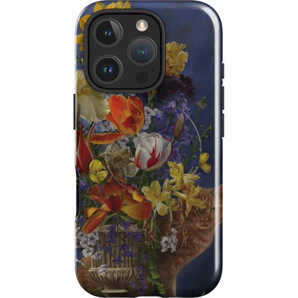Tabby Cat with Flowers by Nene Thomas iPhone 16 Pro Max Magsafe Impact Case