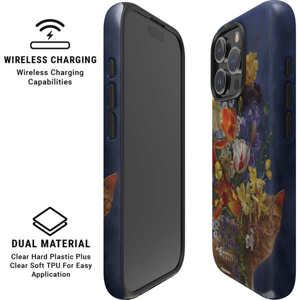 Tabby Cat with Flowers by Nene Thomas iPhone 16 Pro Max Magsafe Impact Case