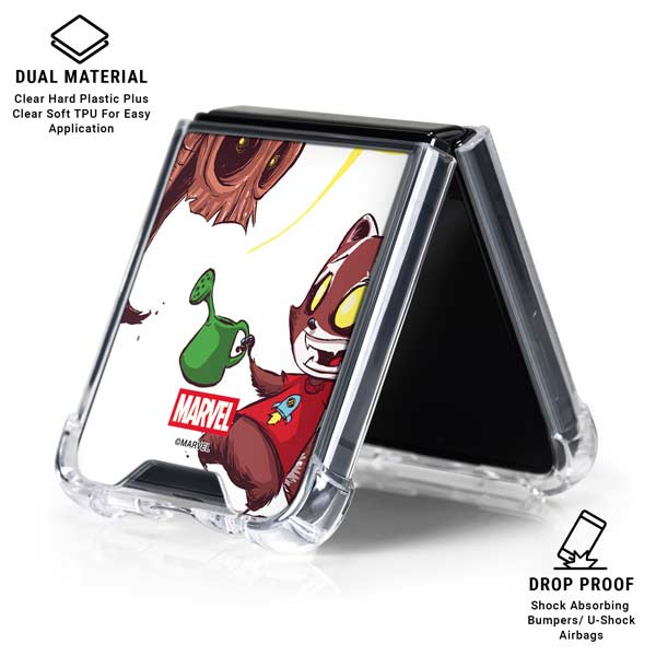 Marvel Rocket Raccoon and Groot Tall Tails Galaxy Z Flip7 Clear Case