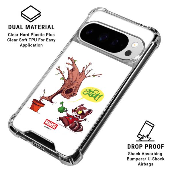 Marvel Rocket Raccoon and Groot Tall Tails Google Pixel 10 Pro XL Clear Case