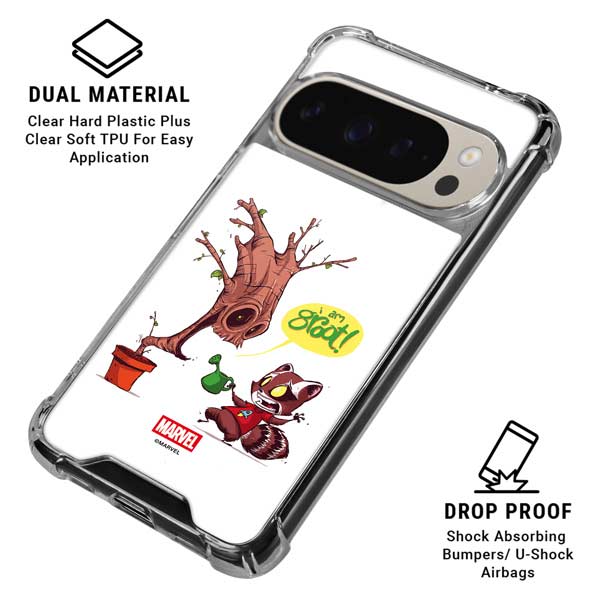 Marvel Rocket Raccoon and Groot Tall Tails Google Pixel 9 Pro XL Clear Case