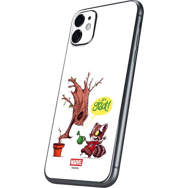 Marvel Rocket Raccoon and Groot Tall Tails iPhone 11 Skin