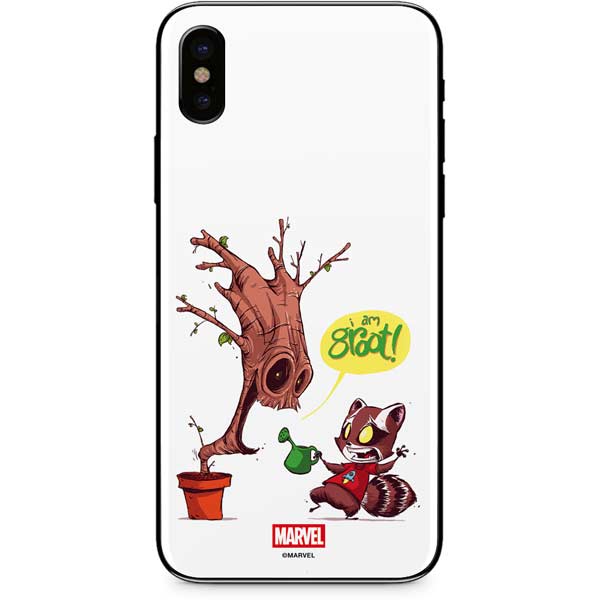 Marvel Rocket Raccoon and Groot Tall Tails iPhone XS Skin