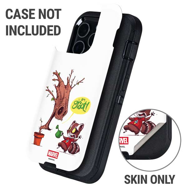 Marvel Rocket Raccoon and Groot Tall Tails Otterbox Defender iPhone Skin