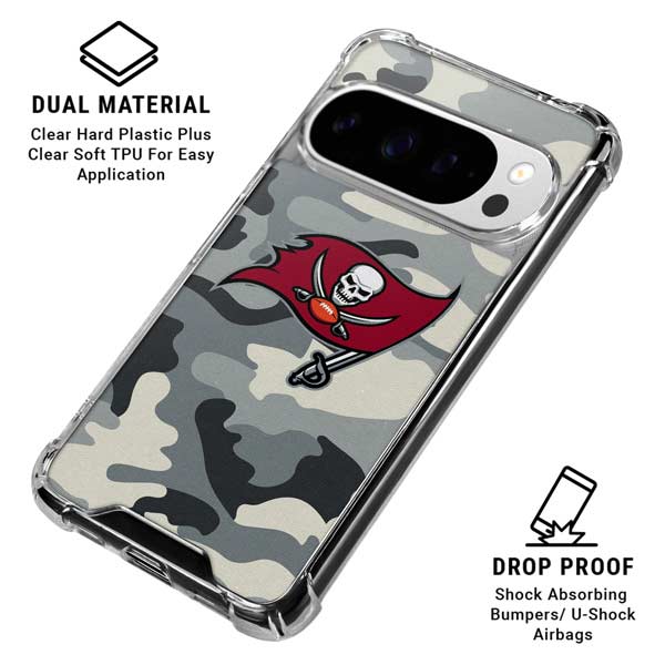 NFL Tampa Bay Buccaneers Camo Google Pixel 10 Pro XL Clear Case
