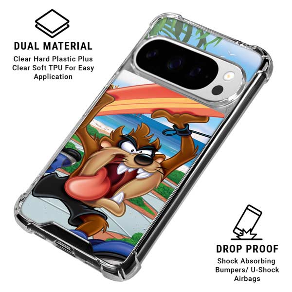 Looney Tunes Tasmanian Devil Surfboard Google Pixel 10 Pro XL Clear Case