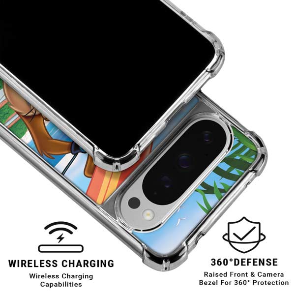 Looney Tunes Tasmanian Devil Surfboard Google Pixel 10 Pro XL Clear Case