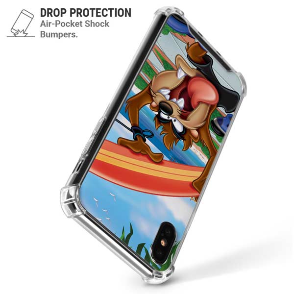 Looney Tunes Tasmanian Devil Surfboard iPhone X/XS Clear Case