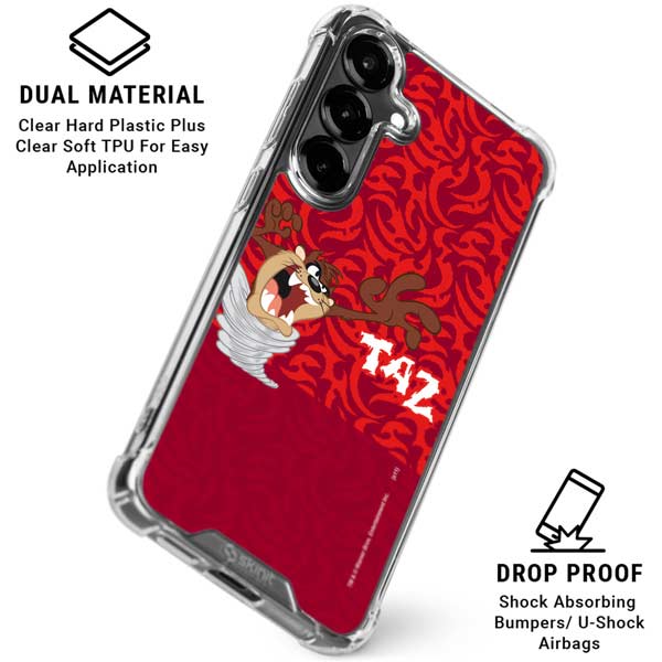 Looney Tunes Tasmanian Devil Swirl Galaxy S26 Plus Clear Case