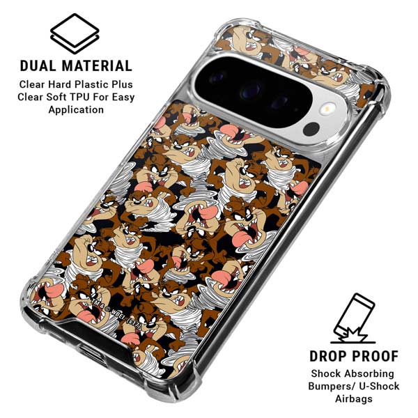 Looney Tunes Taz Super Sized Pattern Google Pixel 10 Pro XL Clear Case