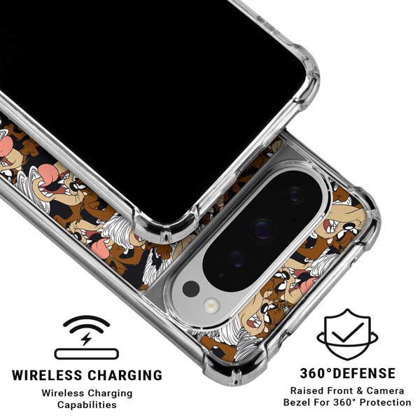 Looney Tunes Taz Super Sized Pattern Google Pixel 10 Pro XL Clear Case