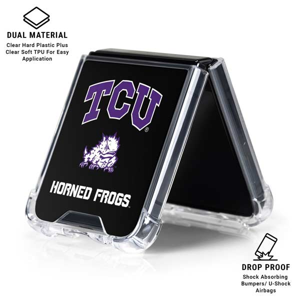 Texas Christian University TCU Horned Frogs Logo Galaxy Z Flip7 Clear Case