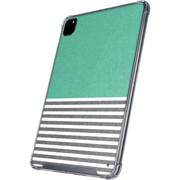 Teal and Grey Stripes iPad Cases