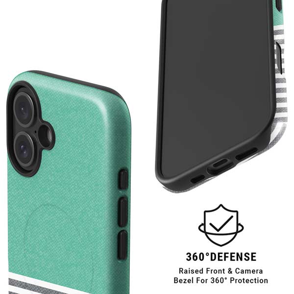 Teal and Grey Stripes iPhone 16 Plus Magsafe Impact Case