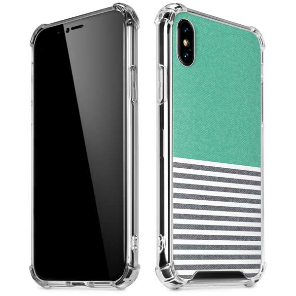 Teal and Grey Stripes iPhone X/XS Clear Case