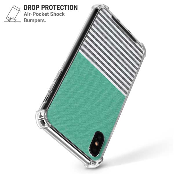 Teal and Grey Stripes iPhone X/XS Clear Case