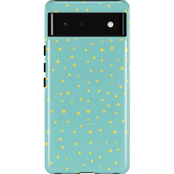 Teal and Yellow Polka Dots Pixel Cases
