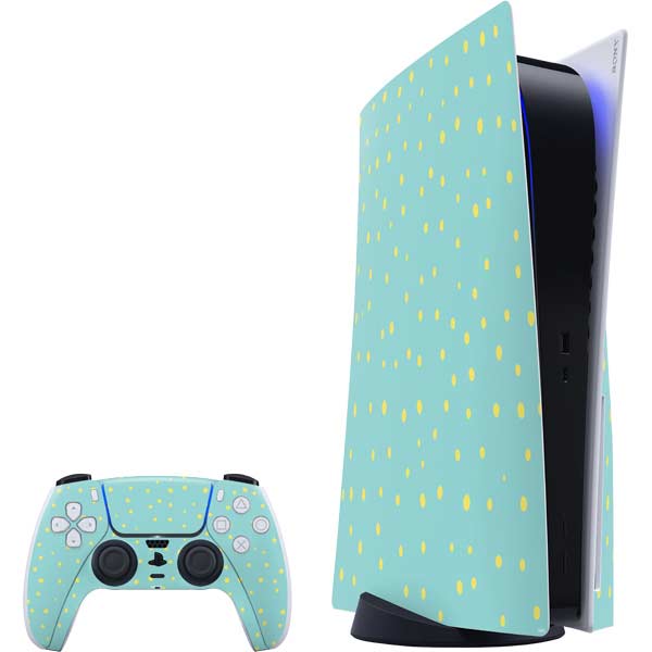 Teal and Yellow Polka Dots PlayStation PS5 Skins
