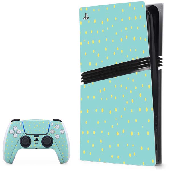Teal and Yellow Polka Dots PlayStation PS5 Skins