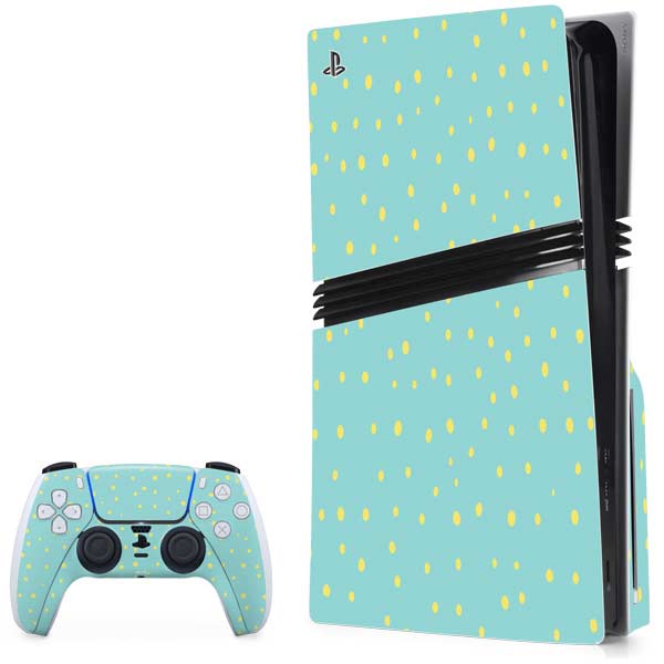 Teal and Yellow Polka Dots PlayStation PS5 Skins