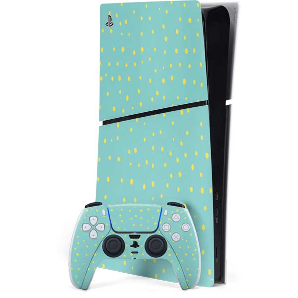 Teal and Yellow Polka Dots PlayStation PS5 Skins
