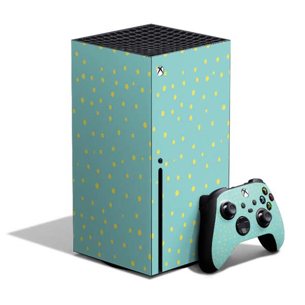 Teal and Yellow Polka Dots Xbox Series X Skins