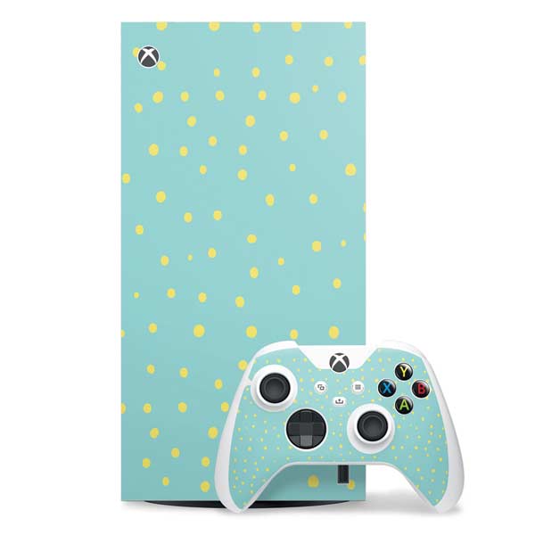 Teal and Yellow Polka Dots Xbox Series X Skins
