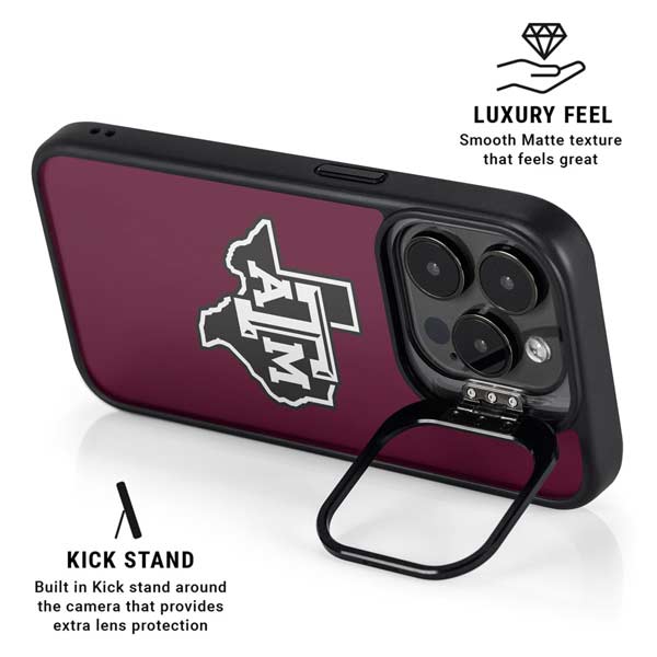 Texas A&M University Black Logo iPhone 14 Pro Kickstand Case