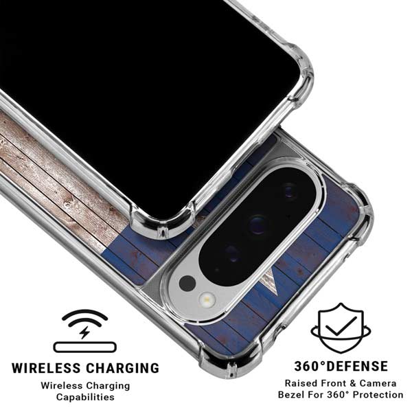 Texas Flag Dark Wood Google Pixel 10 Pro Clear Case