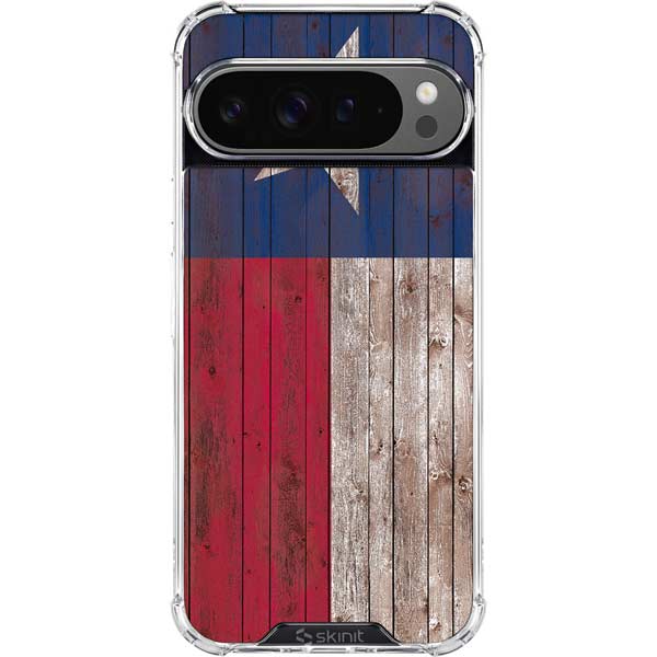 Texas Flag Dark Wood Google Pixel 10 Pro XL Clear Case