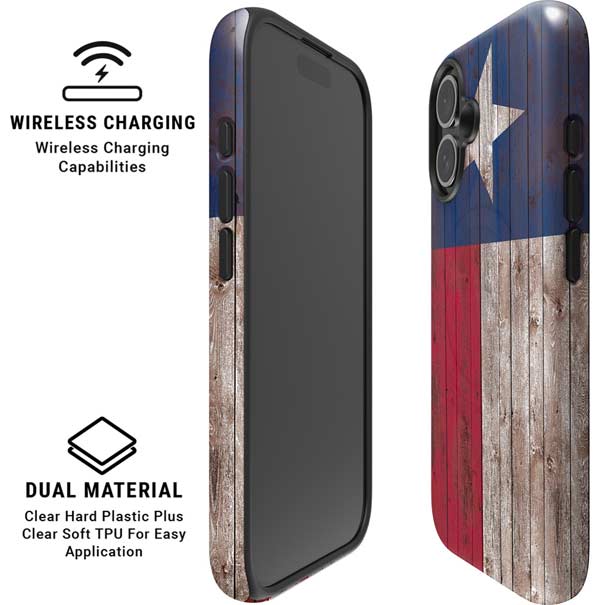 Texas Flag Dark Wood iPhone 17 Magsafe Impact Case