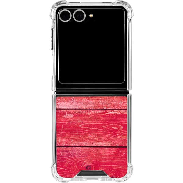 Texas Flag Light Wood Galaxy Z Flip7 Clear Case