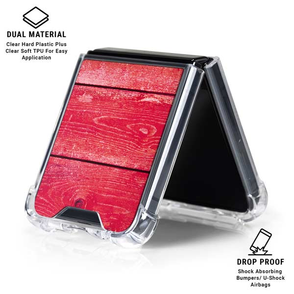 Texas Flag Light Wood Galaxy Z Flip7 Clear Case