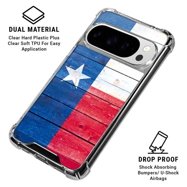 Texas Flag Light Wood Google Pixel 10 Pro XL Clear Case