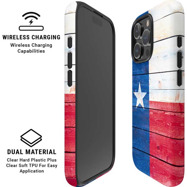 Texas Flag Light Wood iPhone 16 Pro Max Magsafe Impact Case