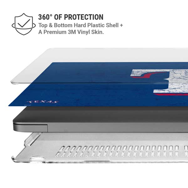 MLB Texas Rangers - Solid Distressed MacBook Pro 14in (2021-24) Case plus Skin