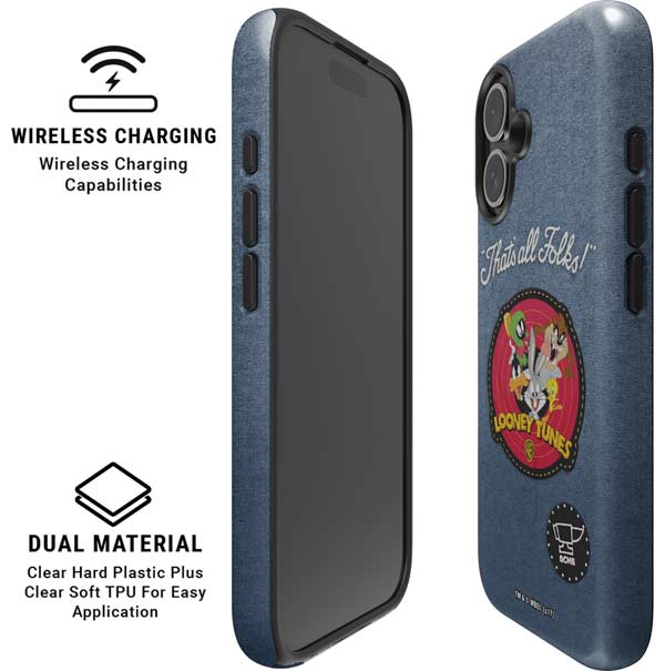 Looney Tunes Thats All Folks Patch iPhone 16 Magsafe Impact Case