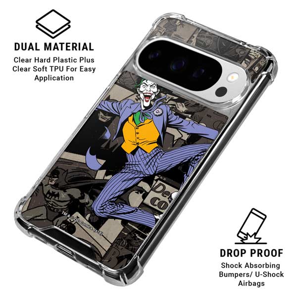 DC Comics The Joker Vintage Action pose pattern Google Pixel 10 Pro Clear Case