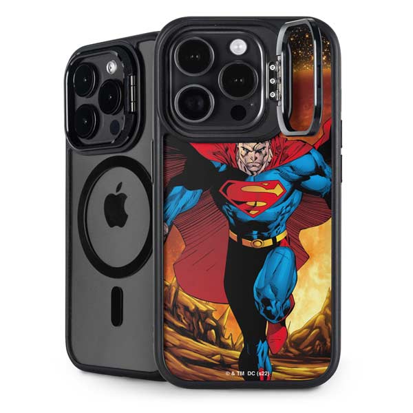 DC Comics Superman Action Pose Art By Jim Lee iPhone 14 Pro Kickstand Case