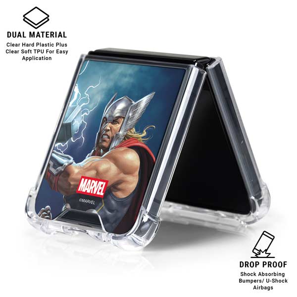 Marvel Thor Thor and Mjolnir Galaxy Z Flip7 Clear Case
