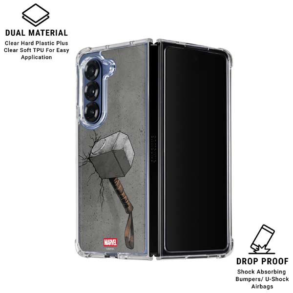 Marvel Thor Thors Hammer Mjolnir Galaxy Z Fold7 Clear Case