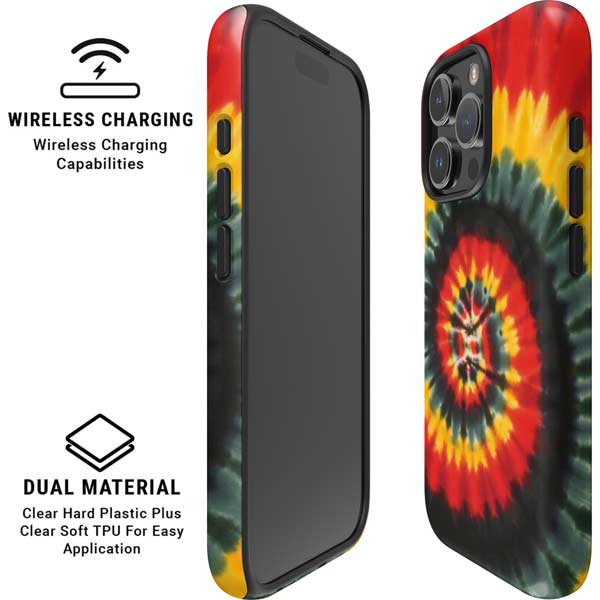Liquid Blue Tie Dye - Rasta Spiral iPhone 16 Pro Max Magsafe Impact Case