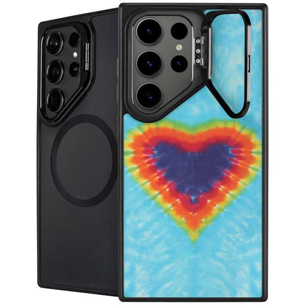 Liquid Blue Tie Dye Heart Galaxy S26 Ultra Kickstand Case
