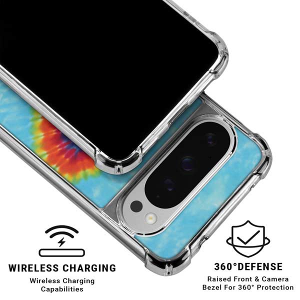 Liquid Blue Tie Dye Heart Google Pixel 10 Pro Clear Case