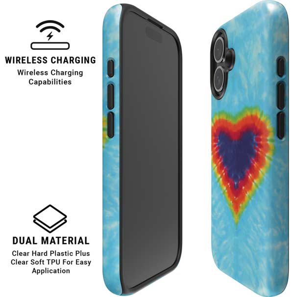 Liquid Blue Tie Dye Heart iPhone 16 Magsafe Impact Case