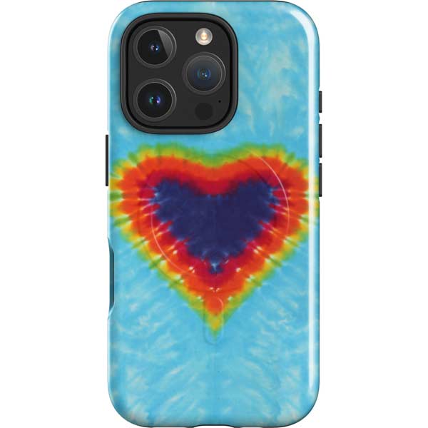 Liquid Blue Tie Dye Heart iPhone 16 Pro Magsafe Impact Case